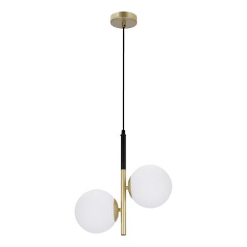 Lustră aurie cu abajur din sticlă 32.5x15 cm Duo – Candellux Lighting