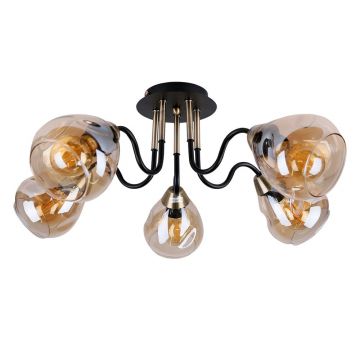 Plafonieră negru/auriu cu abajur din sticlă Unica – Candellux Lighting