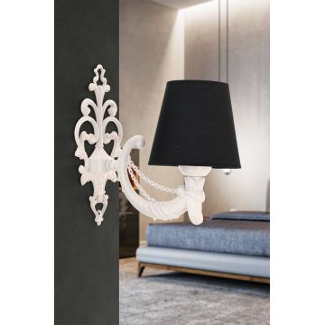 Aplica de perete, Opviq, 390FLH2342, Alb/Negru