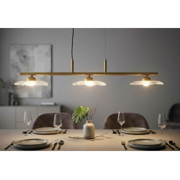 Candelabru, Mauro Ferretti, Emily, 3 x E27, 40W, 100x24x18 cm, fier/sticla, auriu/transparent