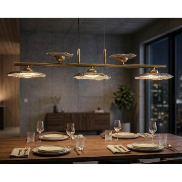 Candelabru, Mauro Ferretti, Emily, 5 x E27, 40W, 100x24x18 cm, fier/sticla, auriu/gri