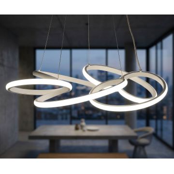 Candelabru, Mauro Ferretti, Glovy, banda LED integrata, 65W, 3000K / 4000K / 6000K, 55x120 cm, aluminiu/fier, alb