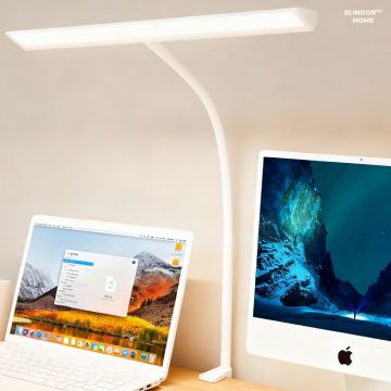 Lampa de Birou Elindor® Ultra-Wide, Alba cu LED, Nivel de Luminozitate Reglabil de la 2700K pana la 6500K, Veioza cu Clema Metalica si Brat Reglabil, Protectie pentru Ochi, Inaltime Totala 66 cm, Latime 40 cm - Default Title
