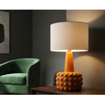 Lampa de masa, Mauro Ferretti, Gress, 1 x E27, 40W, 30x51.5 cm, ceramica, galben mustar/alb