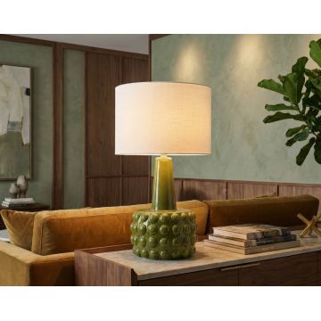 Lampa de masa, Mauro Ferretti, Gress, 1 x E27, 40W, 30x51.5 cm, ceramica, verde/alb