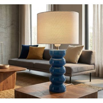 Lampa de masa, Mauro Ferretti, Torr, 1 x E27, 40W, 25x46 cm, ceramica, albastru/alb