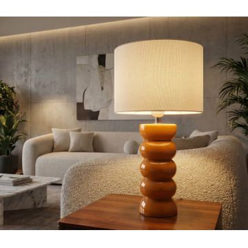 Lampa de masa, Mauro Ferretti, Torr, 1 x E27, 40W, 25x46 cm, ceramica, galben mustar/alb