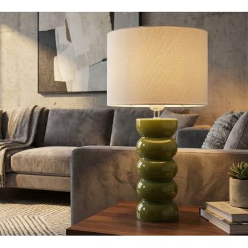 Lampa de masa, Mauro Ferretti, Torr, 1 x E27, 40W, 25x46 cm, ceramica, verde/alb