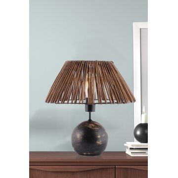 Lampa de masa, Opviq, 390FLH2256, Negru / Alb / Auriu