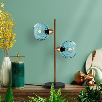 Lampa de masa, Opviq, 521SHN3670, Albastru / Auriu
