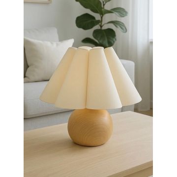 Lampa de masa, Opviq, 751ARL1132, CORP METALIC ACOPERIT CU LEMN, Crem / Bej