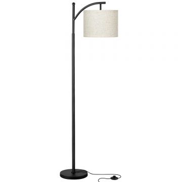 Lampa de Podea Elindor® Veioza cu Abajur Tesatura, Lumina Ajustabila 3000K, 4000K, 5000K, Soclu Compatitbil E26, pentru Camera de Zi, Dormitor, Sufragerie, Birou, Hol, Picior 154 x Baza 22 cm, Neagra - Default Title