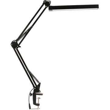 Lampă LED Birou, 3 Moduri Lumină, 10 Nivele Intensitate, USB, Clema Metalică, Ajustabilă, Aluminiu, 12W, Negru - Default Title