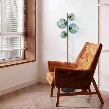 Lampadar, L'essentiel Maison, 521SHN3659, Albastru / Auriu