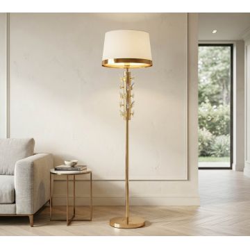 Lampadar, Mauro Ferretti, Butterfly, 1 x E27, 40W, 45x157 cm, fier/sticla, auriu/alb