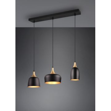 Lustra Chiraz, TRIO, 63x20x150 cm, 25W, 3x E14, metal, negru mat/auriu
