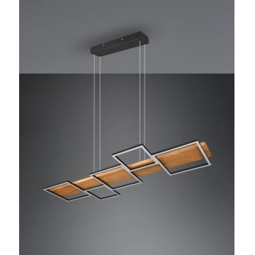 Lustra Harper, TRIO, 115x44.5x150 cm, 42W, 1x SMD, metal/lemn, natur/negru mat