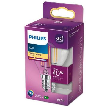 Philips Bec LED Philips tip lumanare E14, 4.3W (40W), 220-240V,