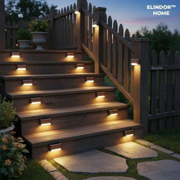 Set 16 Lampi Solare Elindor® Lampa cu Lumina Calda Exterioara, Bec Solar Ideal pentru Gradina, Curte, Garduri, Scari, Terase, Balcoane, Impermeabila IP44, Automata, 4.5 x 4.5 x 8.7 cm, Maro - Default Title