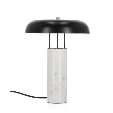 Veioză alb-negru din marmură cu abajur din metal (înălțime 33 cm) Kaithal – Bizzotto