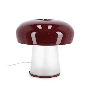 Veioză burgundy din metal cu abajur din sticlă (înălțime 35 cm) Clevely – Bizzotto