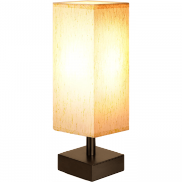 Veioză Minimalistă cu Abajur Dreptunghiular din Țesătură, pentru Camera de Zi, Birou sau Dormitor, Bej - Default Title