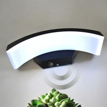 Aplica LED de exterior concava cu senzor Neagra, 24W=160W, 3000K, lumina calda, 2160Lm, IP65 - Default Title