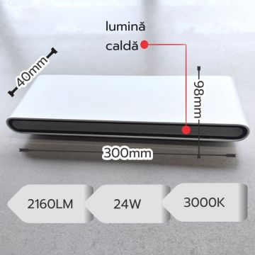 Aplica LED de exterior extra-plata Long, 24W=160W, 3000K, lumina calda, 2160Lm, IP65 - Default Title