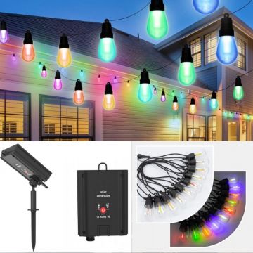 GHIRLANDA 6.5M 10 BECURI RGB BAT 3.7V 1200mAh PANOU SOLAR 5V 1.2W - Default Title