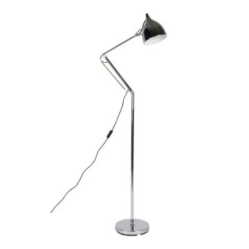 Lampadar argintiu cu structură flexibilă cu abajur din metal (înălțime 137 cm) Reader – Zuiver
