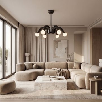 LUSTRA HESTER NEGRU 6XE27 42W 540X650mm - Default Title