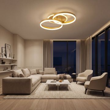 Lustra Led Auriu Dione 64w/3800lm cu Telecomanda 300+300mm - Default Title