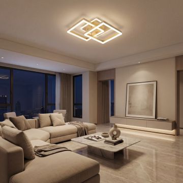 Lustra Led Auriu Sina 80w/4800lm 3000k/4000k/6500k cu Telecomanda 300+300mm - Default Title