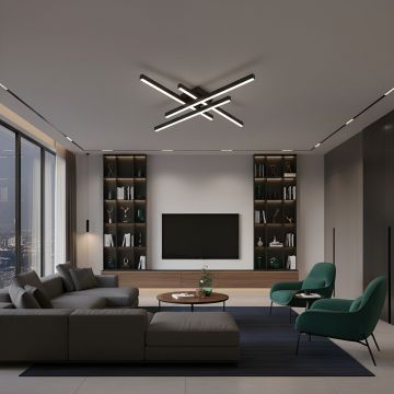 LUSTRA LED AXIS NEGRU 4 BRATE 50W 3530 LM 700*700*100MM - Default Title