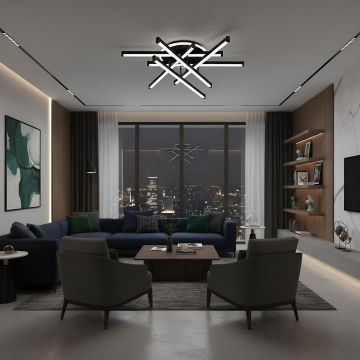 LUSTRA LED AXIS NEGRU 6 BRATE 88W 5900LM 800*600*190MM - Default Title