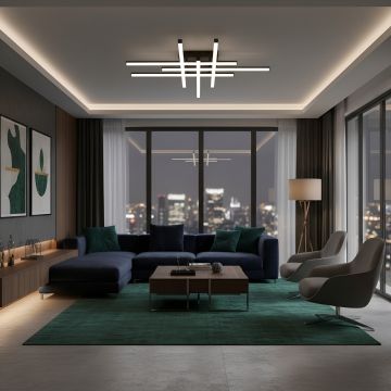 LUSTRA LED AXIS NEGRU 6 BRATE 90W 6080LM 800*800*100MM - Default Title