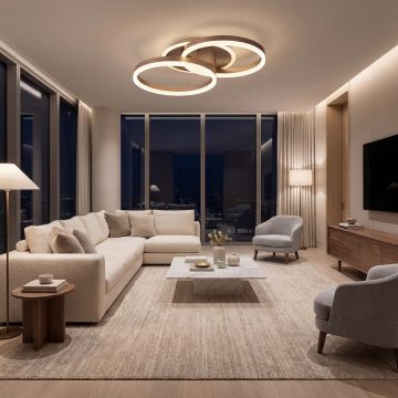 Lustra Led Cafeniu Dione 64w / cu Telecomanda 300+300mm - Default Title