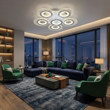 Lustra LED CERCURI 150W CU 6 BRATE 3 CULORI+IR 550x130mm - Default Title