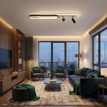 Lustra Led Neagra cu doua spoturi Carina 85w/4200lm cu Telecomanda - Default Title