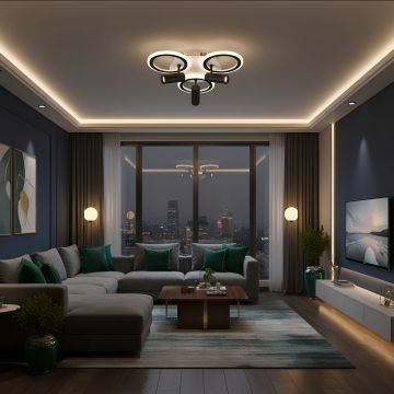 Lustra Led Neagra cu trei spoturi Carina 65w / cu Telecomanda - Default Title