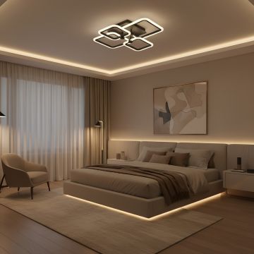 LUSTRA LED PATRATA NEAGRA 80W CU 4 BRATE 3 CULORI+IR 600x120mm - Default Title