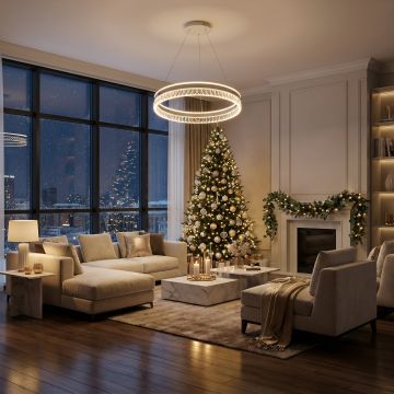 LUSTRA LED PAVO ALB 80W / 500X1200MM CU TELECOMANDA - Default Title