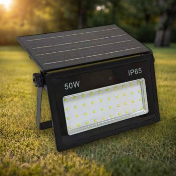 Proiector cu panou solar integrat 50W, 235x140x48mm, 700lm, IP65, 6500K - Default Title