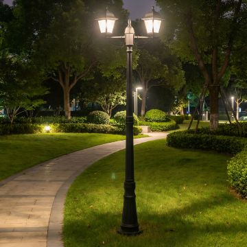 STALP ILUMINAT EXTERIOR CU 2 BRATE NEGRU 230V/40W/2*E27/IP44 - Default Title