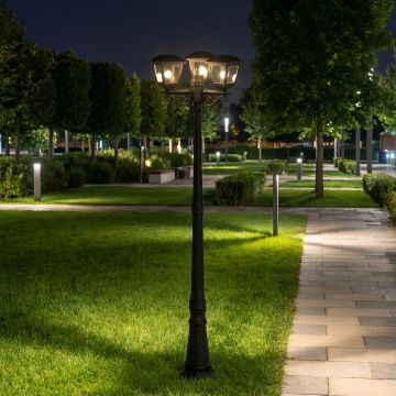 STALP ILUMINAT EXTERIOR CU 3 BRATE NEGRU 230V/40W/3*E27/IP44 - Default Title