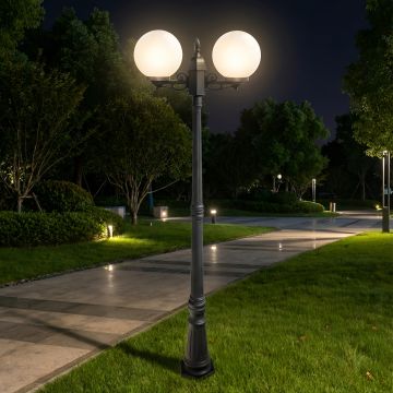 STALP ILUMINAT EXTERIOR GLOB NEGRU CU 2 BRATE 230V/40W/2*E27/IP44 - Default Title