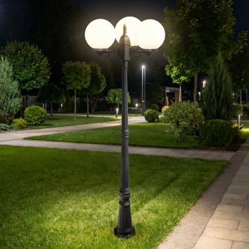 STALP ILUMINAT EXTERIOR GLOB NEGRU CU 3 BRATE 230V/40W/3*E27/IP44 - Default Title