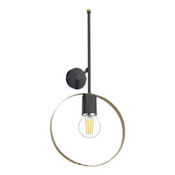 Aplica de perete Bendia, metal, negru-auriu, 25x15x52 cm