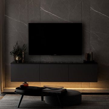 Comoda Tv Neon Illuminated - Anthracite, Gri, 32x35x160 cm