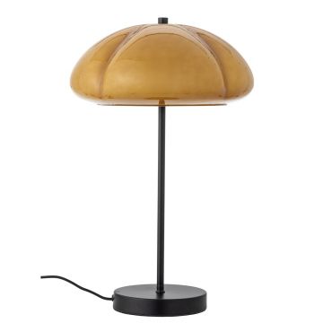 Lampa de masa, Bloomingville, Kinoko, 2 x E14, 30x46.5 cm, sticla/fier, galben
